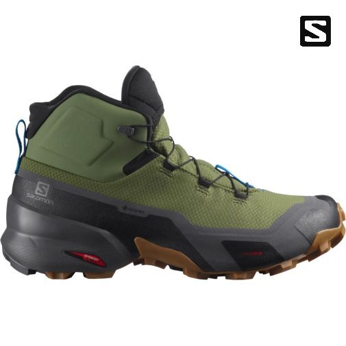 Olive Salomon Cross Hike Mid GTX Men's Hiking Boots | PH 04295W